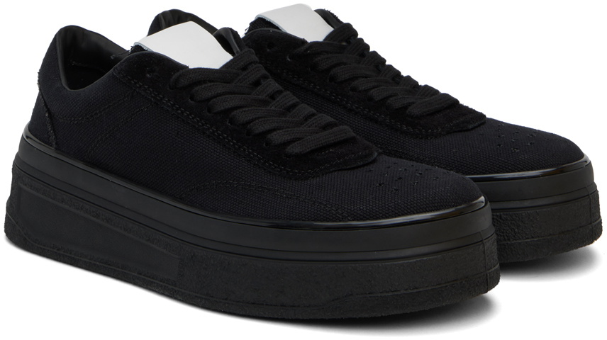 Jil Sander Black Canvas Low Sneakers