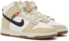 Nike White and Beige Dunk High LX Sneakers