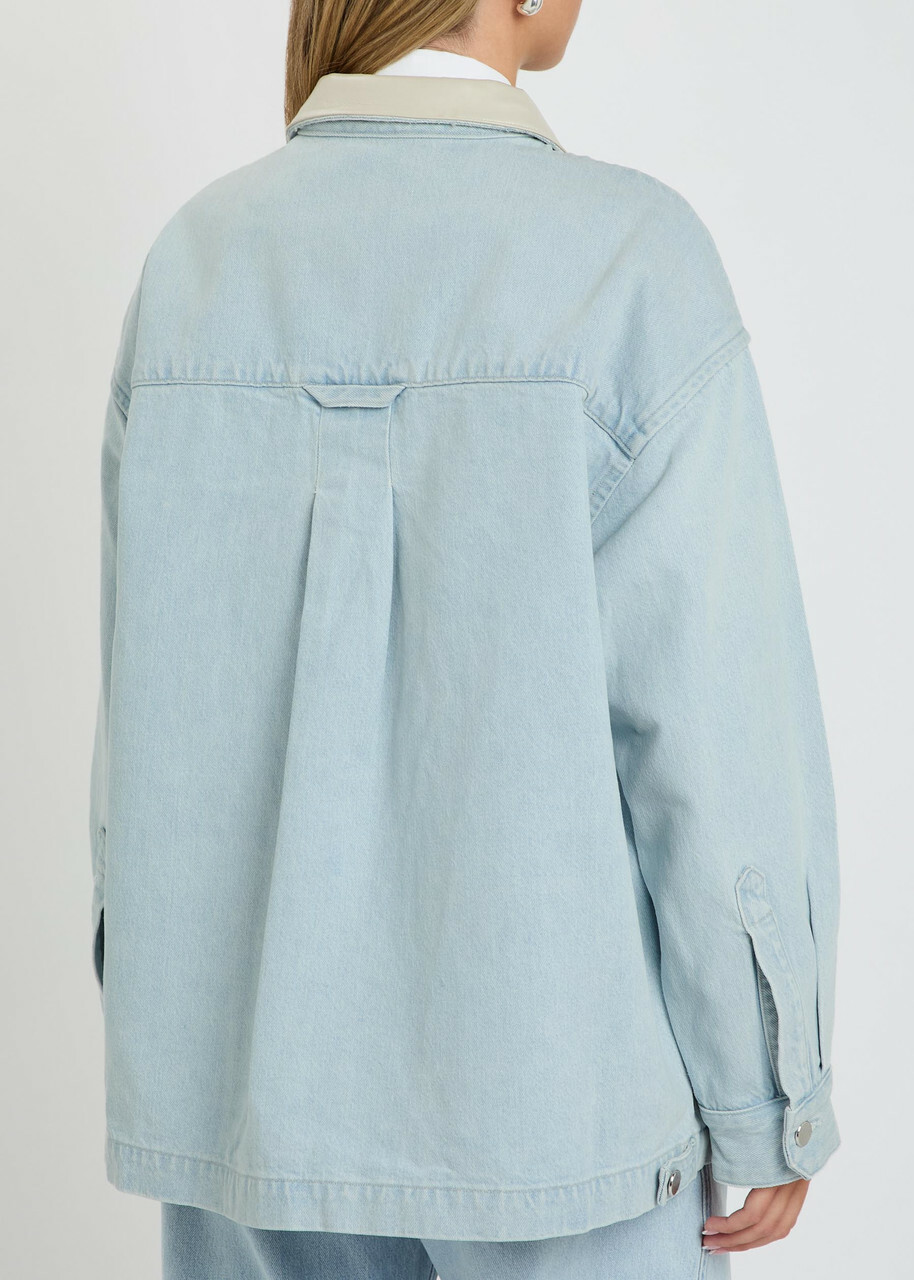 Agolde X Maria Mcmanus Leather-trim Denim Jacket Light Blue