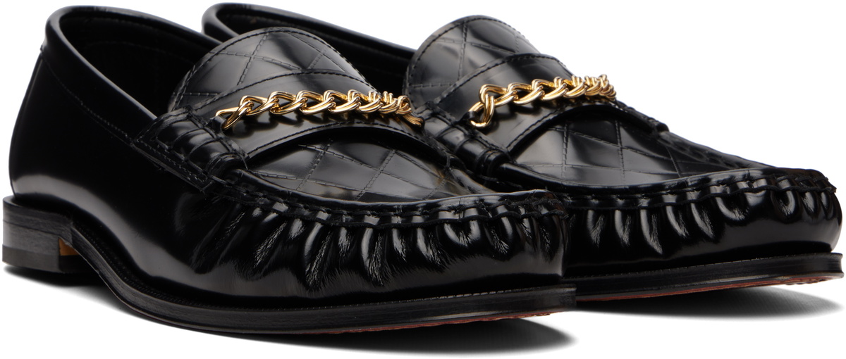 Ernest W. Baker Black Gold Chain Loafers