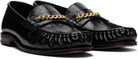 Ernest W. Baker Black Gold Chain Loafers