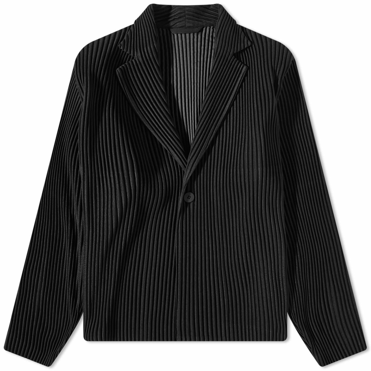 Homme Plissé Issey Miyake Men's Pleated Short Jacket in Black