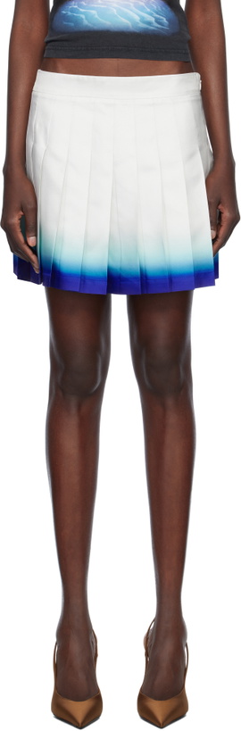 Photo: Casablanca White Casa Way Skate Pleated Silk Miniskirt