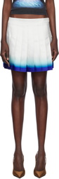 Casablanca White Casa Way Skate Pleated Silk Miniskirt