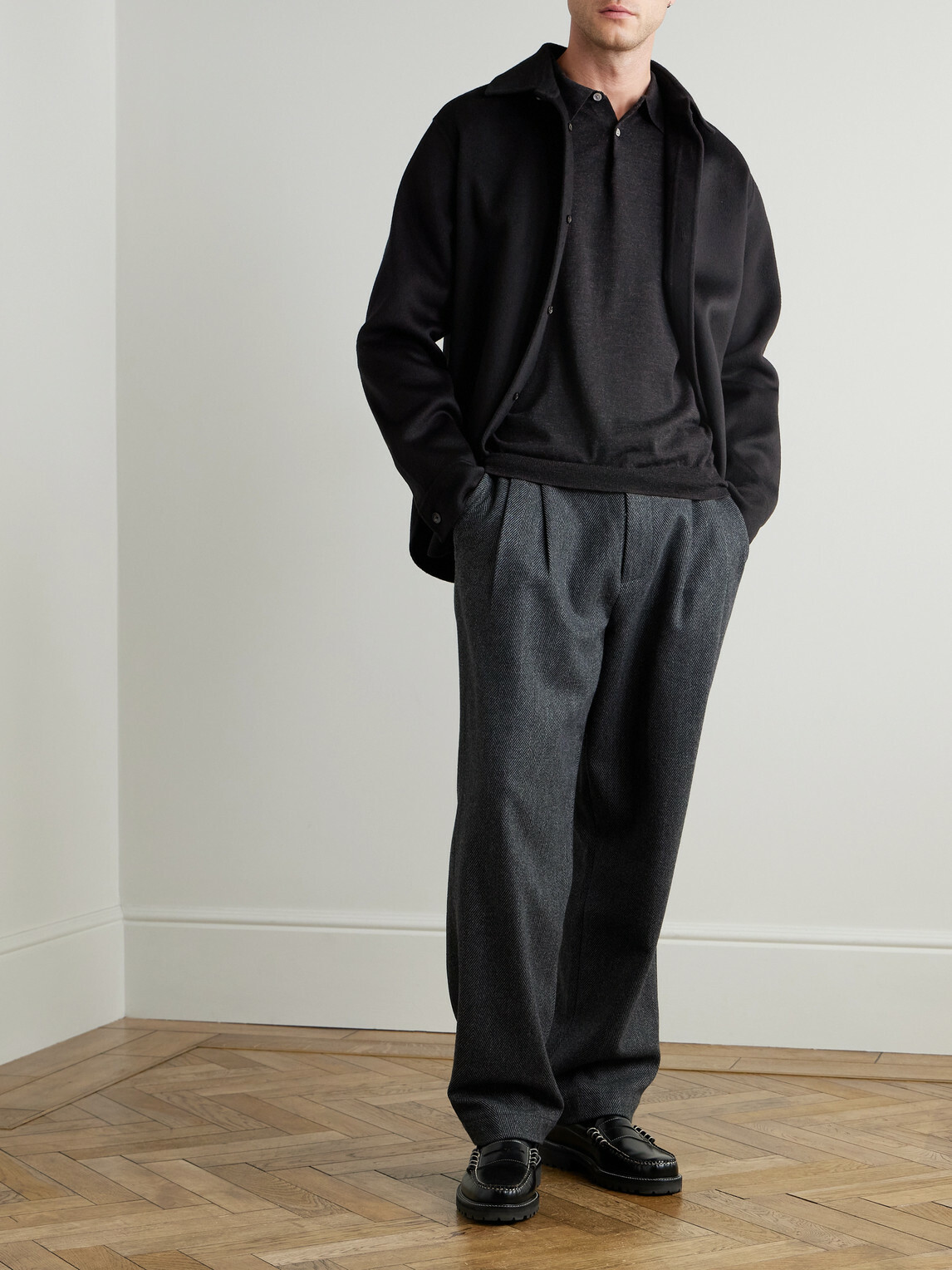 Hartford - Merino Wool Polo Shirt - Black