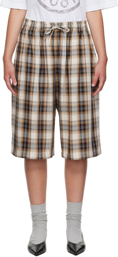 Photo: Acne Studios Beige & Black Check Shorts