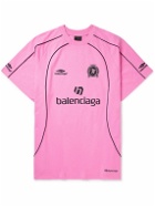Balenciaga - Oversized Embroidered Logo-Print Cotton-Jersey T-Shirt - Pink
