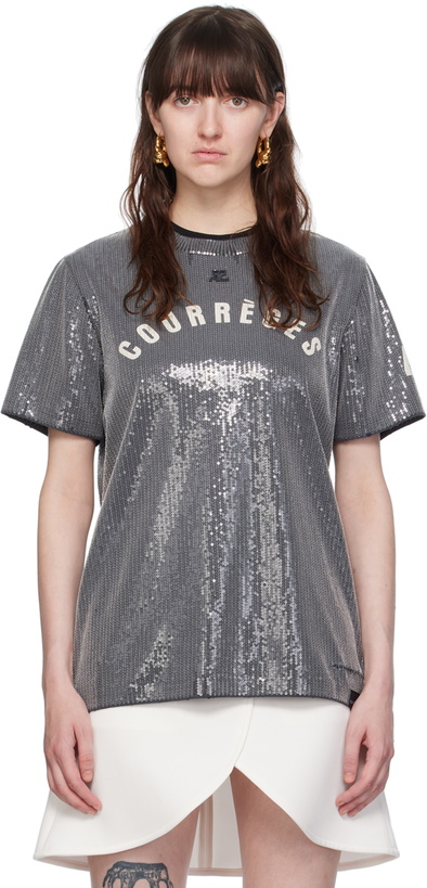 Photo: Courrèges Gray Sequinned T-Shirt