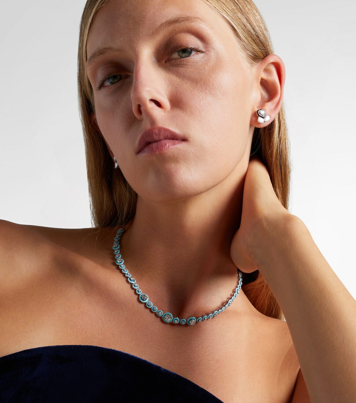 Kamyen Polka Dots 18kt white gold and enamel necklace with diamonds