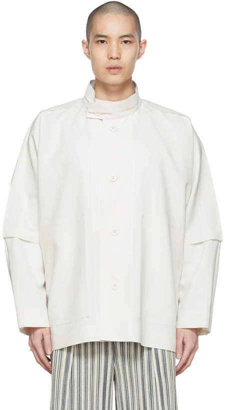 Photo: Homme Plissé Issey Miyake Off-White Polyester Jacket