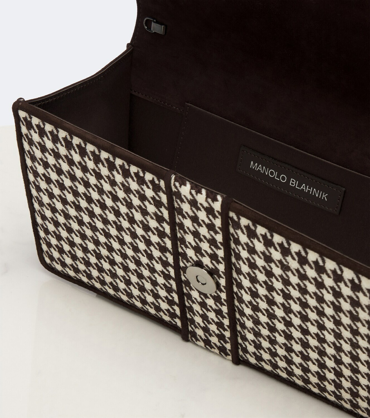 Manolo Blahnik Maycap houndstooth clutch