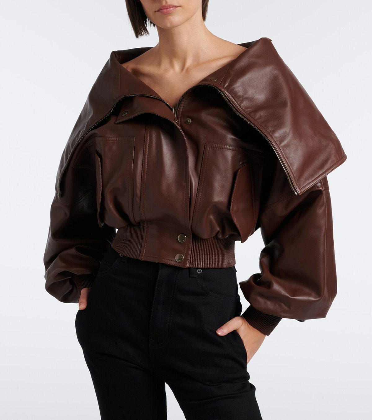 Balenciaga Cropped leather blouson jacket
