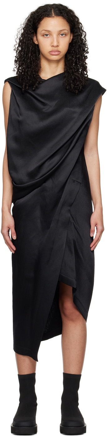 ISSEY MIYAKE Black Enveloping Midi Dress Issey Miyake Men