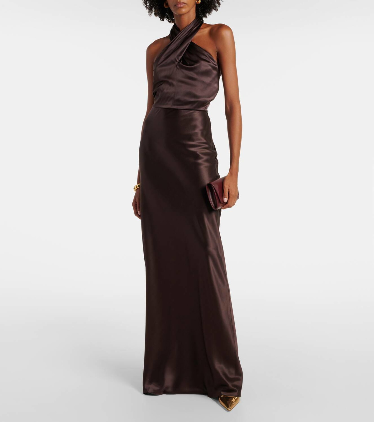 anya maxi dress black MILLE Women's Anya Dress in Black Washed Silk L