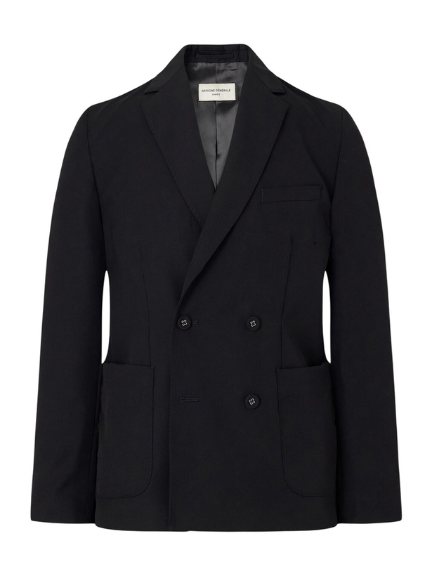 Photo: Officine Générale - Leon Double-Breasted Virgin Wool-Twill Suit Jacket - Black