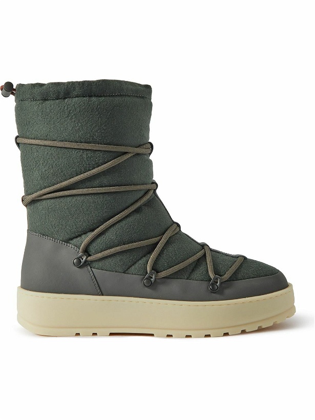 Photo: Loro Piana - Snow Wander Quilted Leather-Trimmed Cashmere Boots - Green