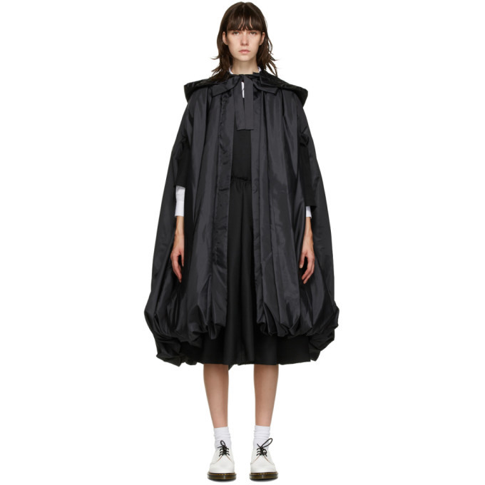 Comme des Garcons Black Satin Cape Coat Comme des Garcons