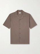 Sunspel - Camp-Collar Textured-Cotton Shirt - Brown