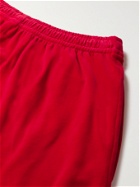 BALENCIAGA - Wide-Leg Cotton-Blend Velvet Sweatpants - Red