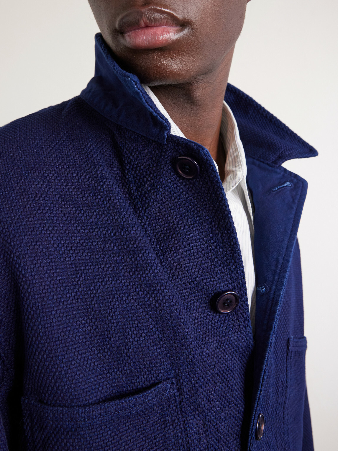 Blue Blue Japan - Logo-Appliquéd Sashiko Cotton-Piqué Jacket