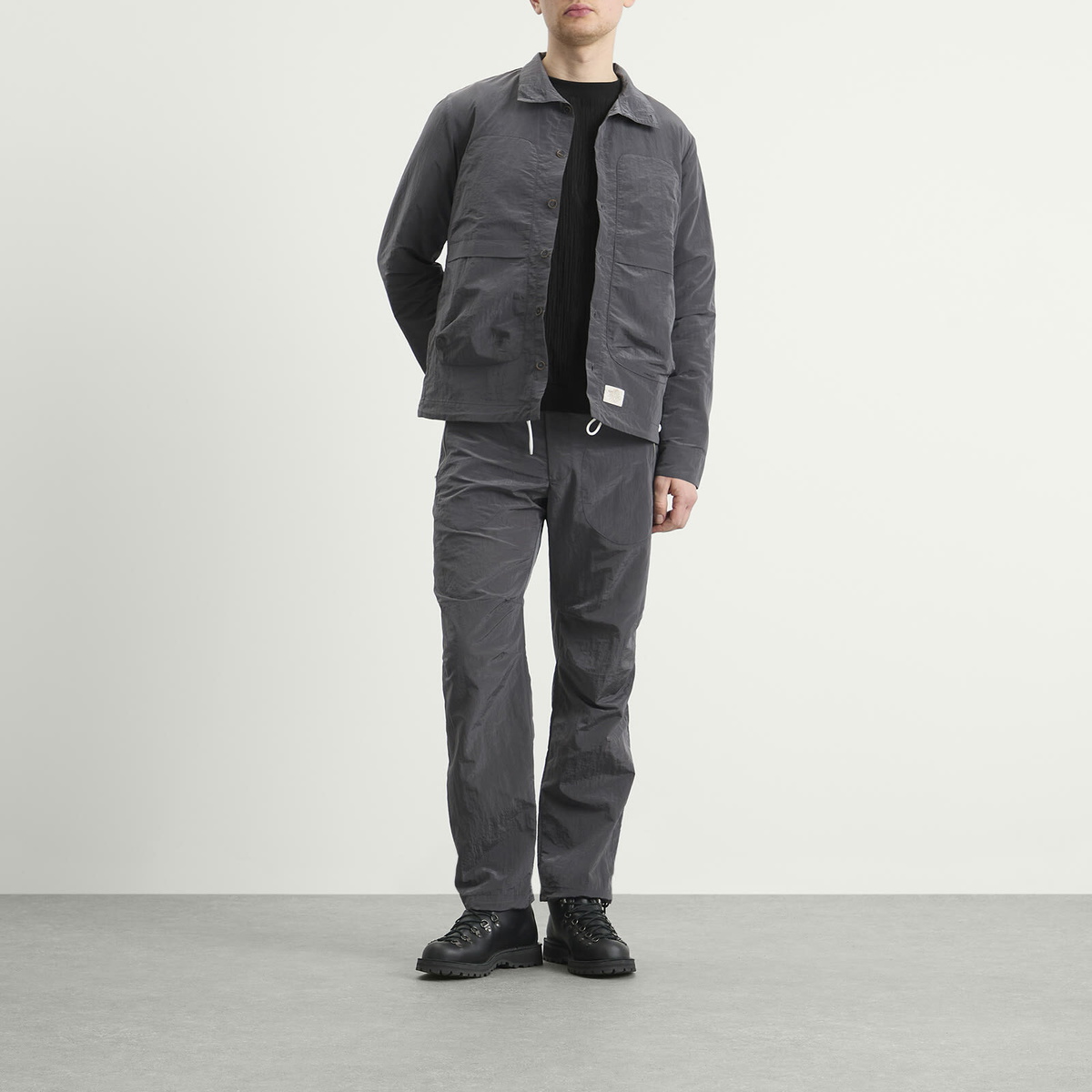Ranra Men's Epitome Shiny Nylon Overshirt in Peat