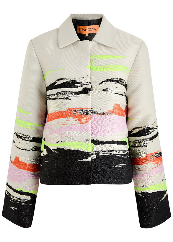 Photo: Stine Goya Kiana Metallic-jacquard Twill Jacket Grey