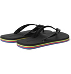 Paul Smith - Striped Logo-Print Rubber Flip Flops - Black