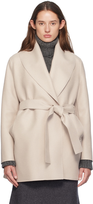 Photo: Harris Wharf London Off-White Shawl Belted Jacket