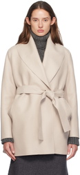 Harris Wharf London Off-White Shawl Belted Jacket