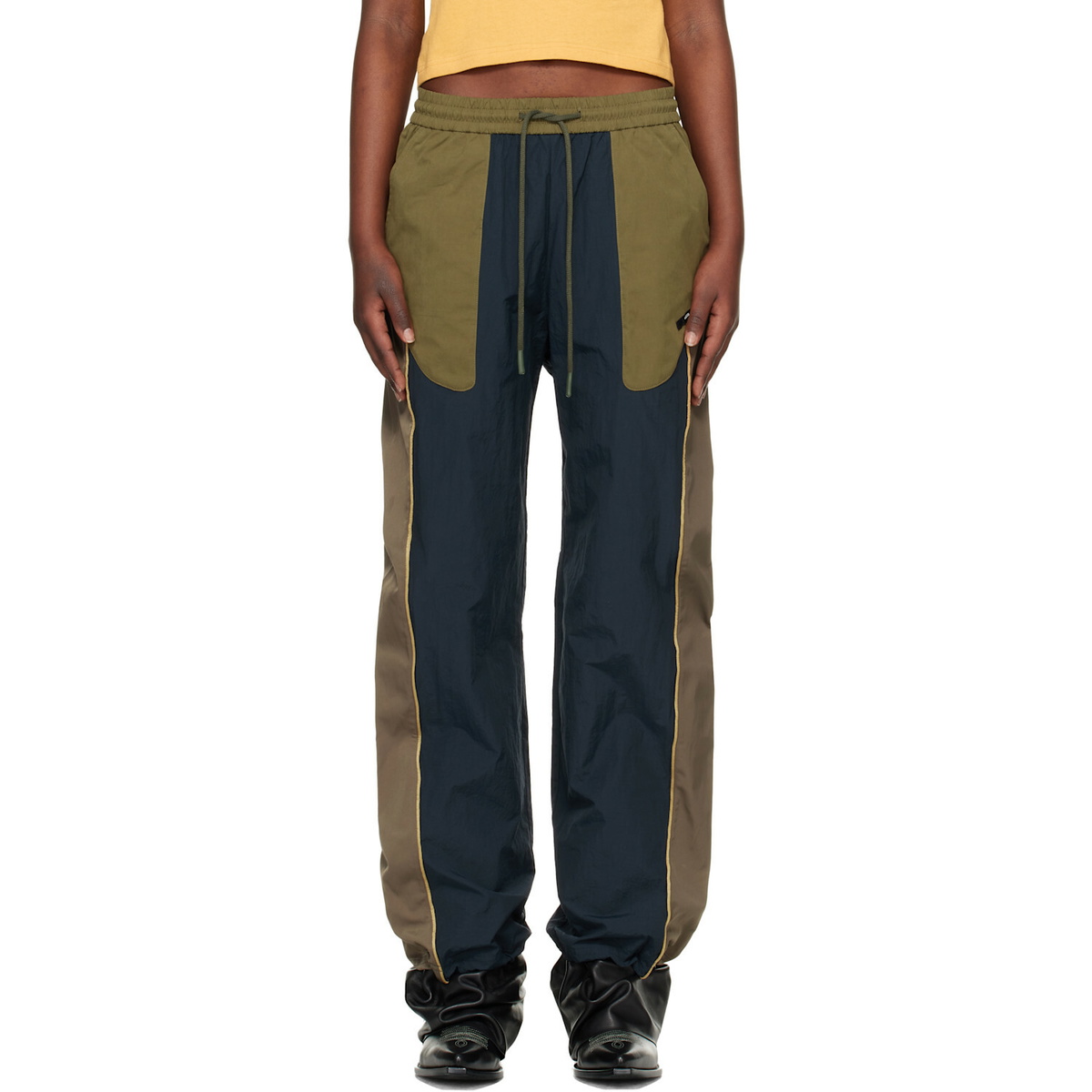 Andersson Bell Navy & Khaki Color Block Nylon Track Pants