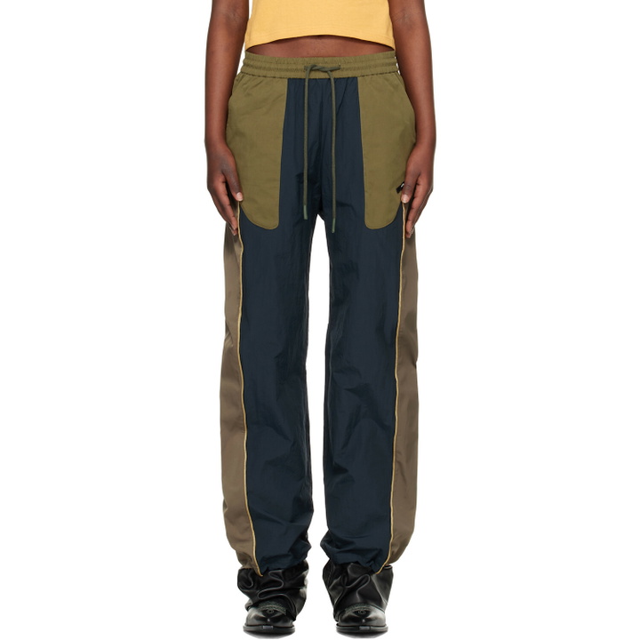 Photo: Andersson Bell Navy & Khaki Color Block Nylon Track Pants