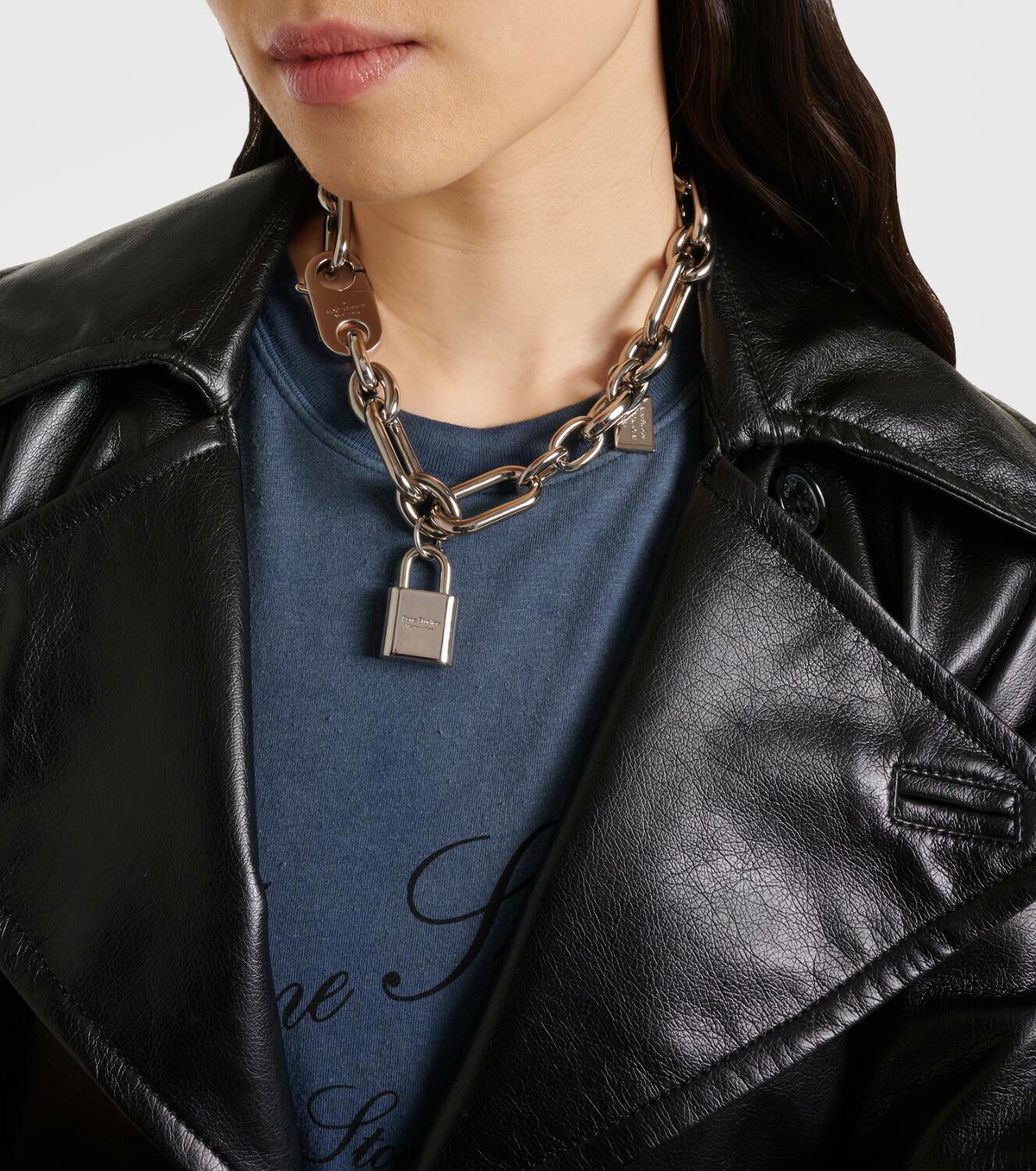 Acne Studios Logo pendant chain necklace