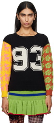 Ashley Williams Black & Multicolor Patchwork Sweater