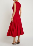 Tory Burch Asymmetric Cotton-blend Midi Dress Red