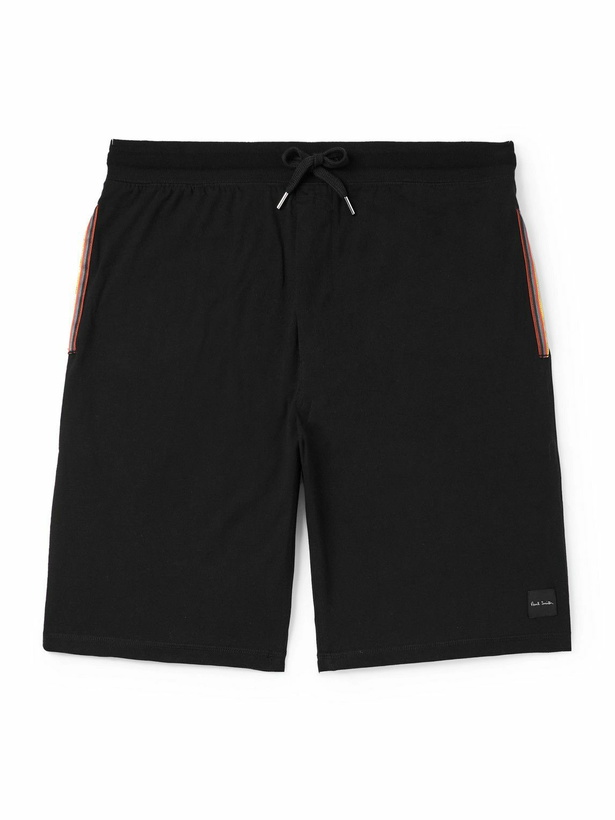 Photo: Paul Smith - Straight-Leg Logo-Appliquéd Cotton-Jersey Shorts - Black