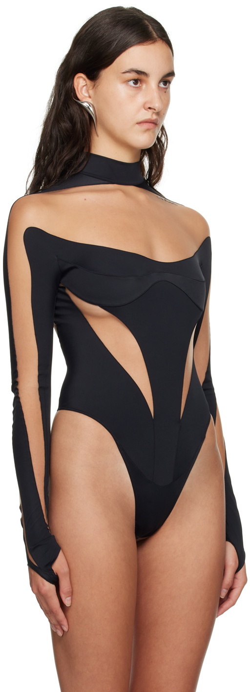 Black mugler discount bodysuit