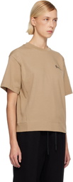 Moncler Grenoble Beige Embossed Logo Cotton T-shirt