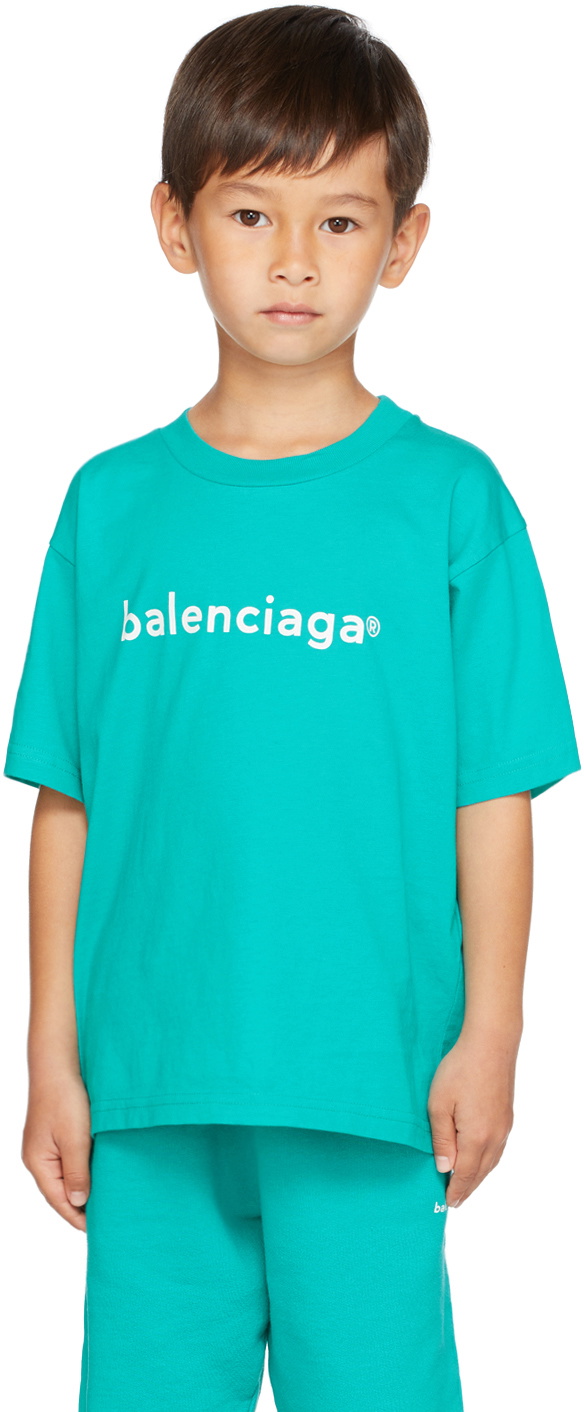 Balenciaga Kids Kids Blue Logo T-Shirt Balenciaga Kids