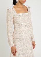 Huishan Zhang Goldie Metallic Tweed Jacket Pink