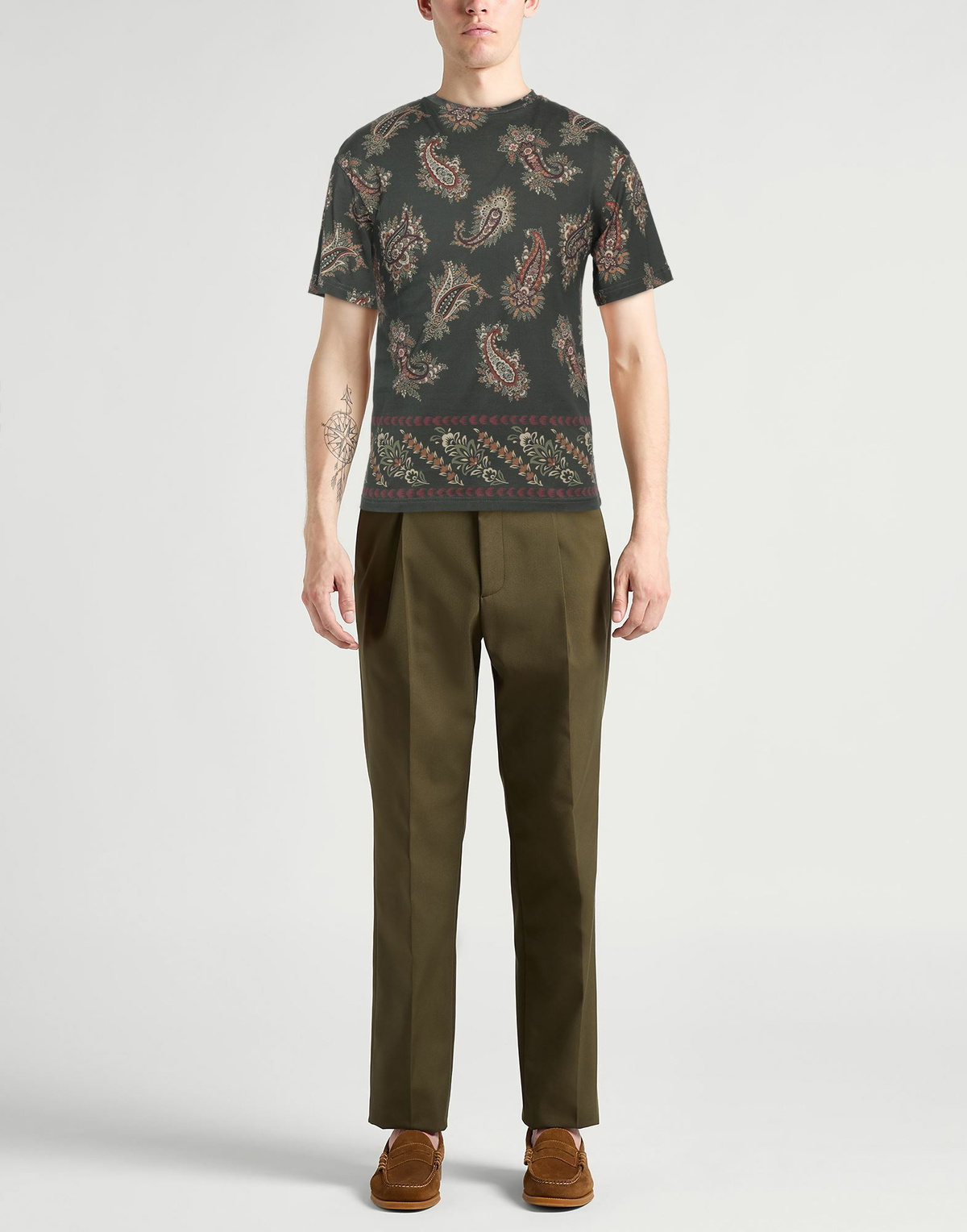 Etro Mens T-shirt Military in Green