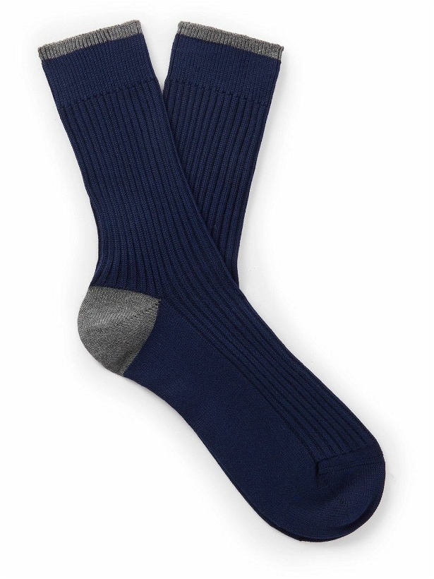 Photo: Brunello Cucinelli - Ribbed Cotton Socks - Blue