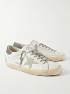 Golden Goose - Super-Star Distressed Suede-Trimmed Leather Sneakers - White