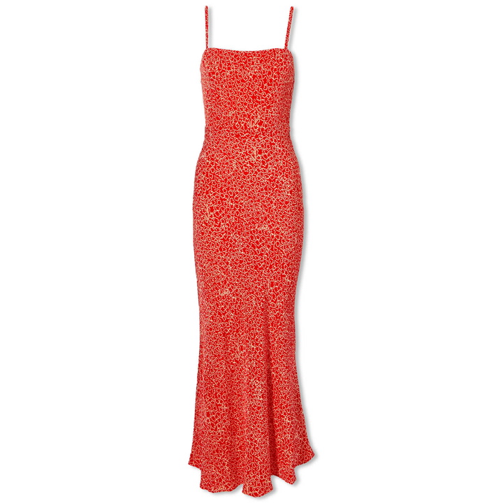 Photo: Rotate Women's Fine Jacquard Midi Slip Dress in High Risk Red Comb.