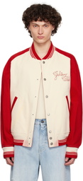 Golden Goose Off-White & Red Embroidery Bomber Jacket