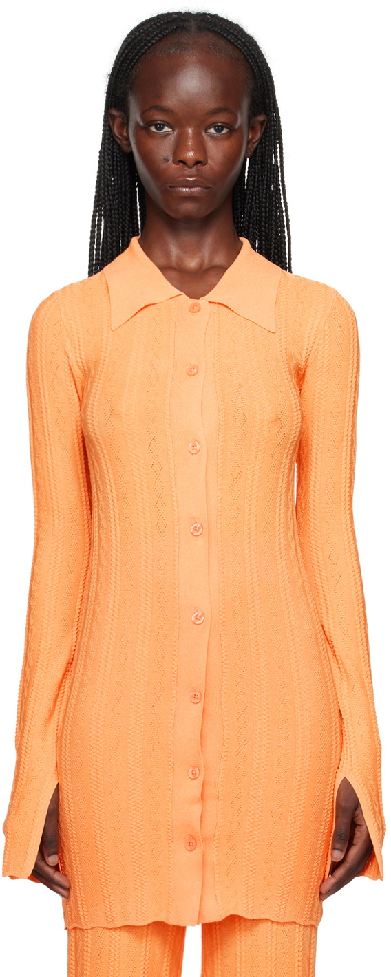 REMAIN Birger Christensen Orange Buttoned Cardigan