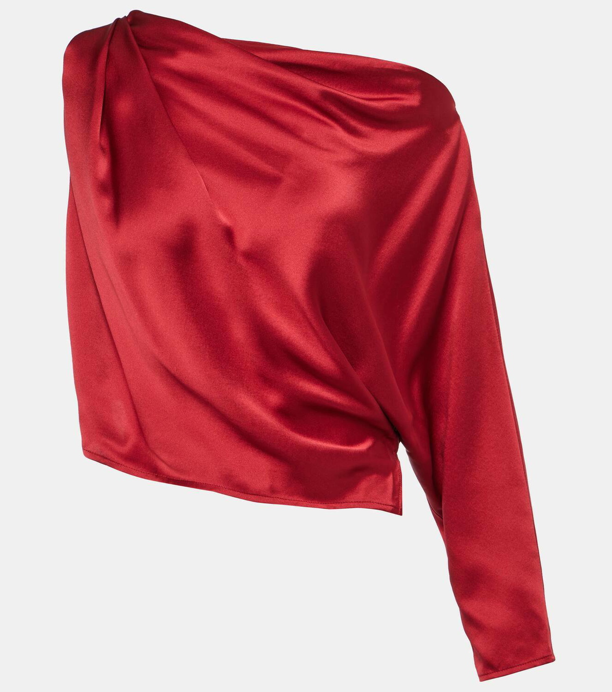 The Sei Draped one-shoulder silk satin top