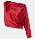 The Sei Draped one-shoulder silk satin top