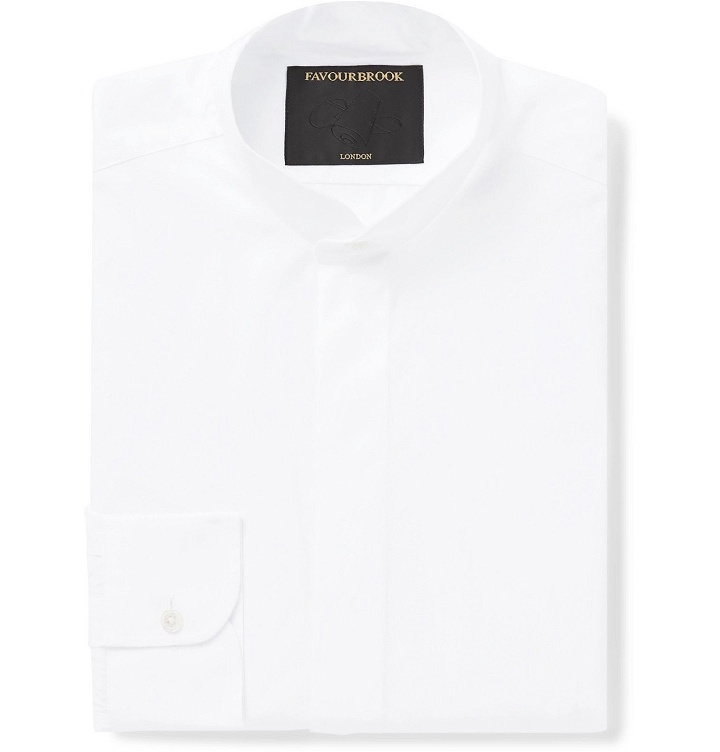 Photo: Favourbrook - Nehru-Collar Cotton-Poplin Shirt - White