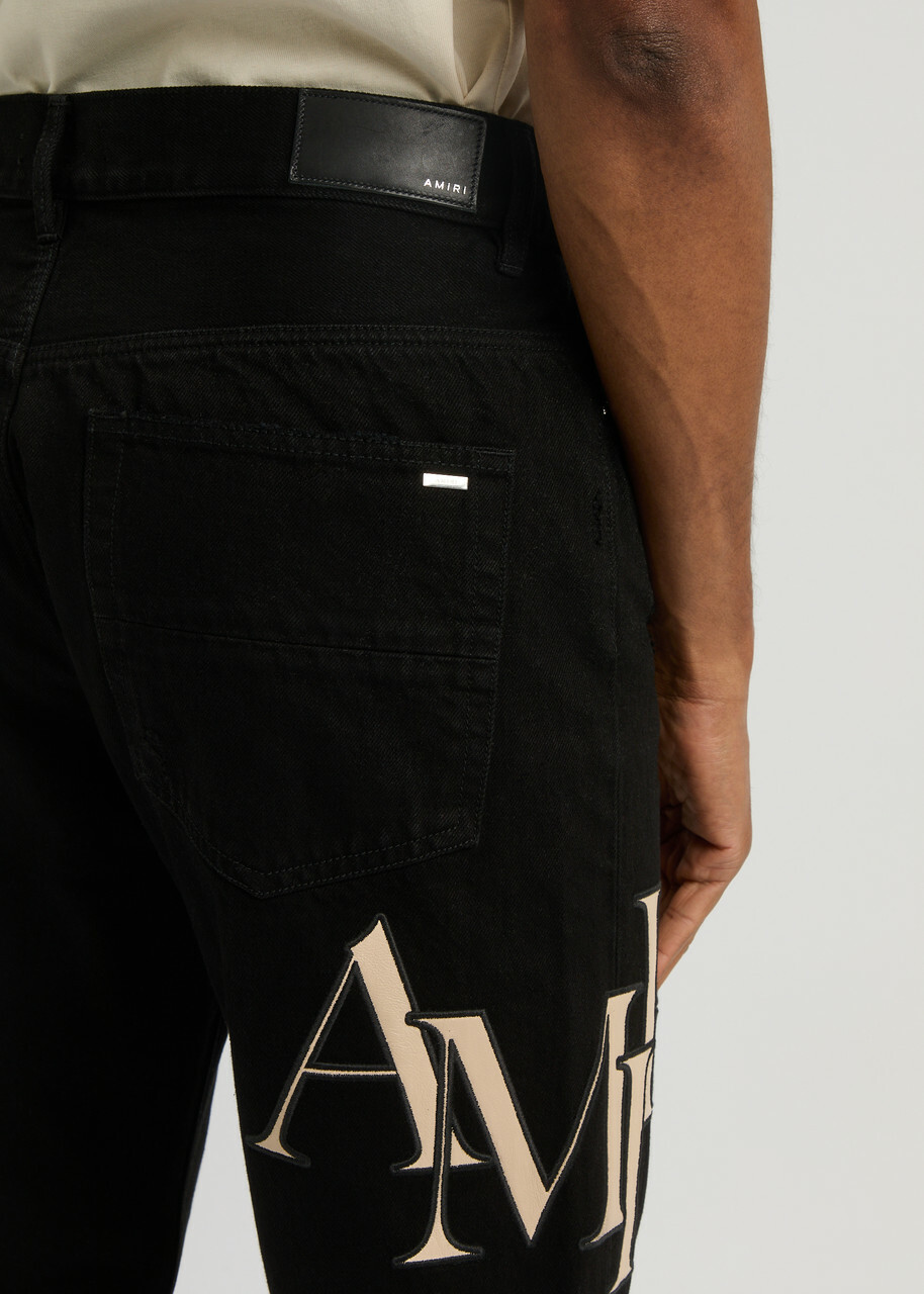 Amiri Logo-appliquéd Straight-leg Jeans Black Amiri