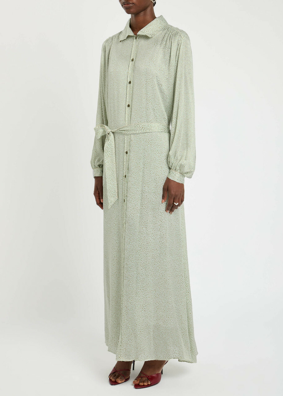 Forte_forte Velvet Devoré Midi Shirt Dress Light Green